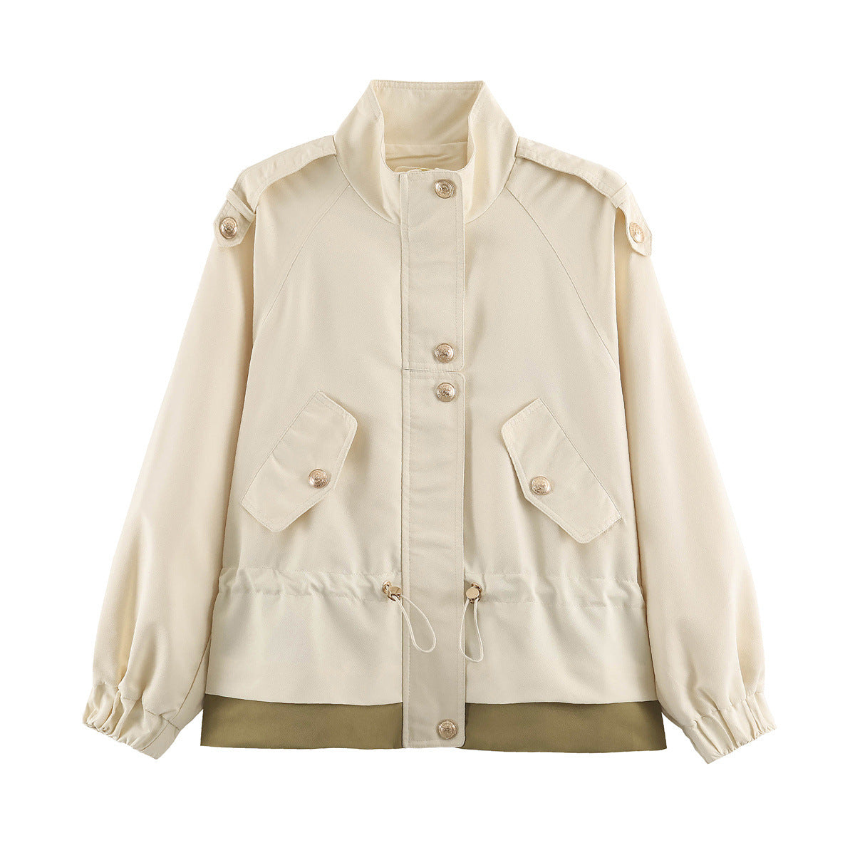 Veste courte femme à col montant et manches raglan