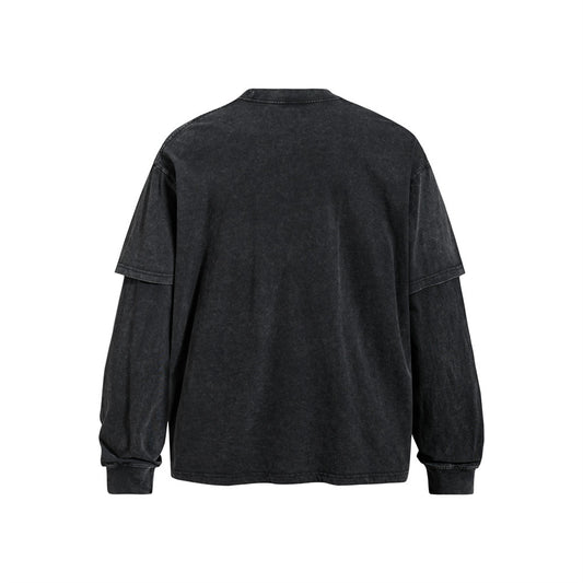 T-shirt homme noir à manches longues et imprimé abstrait