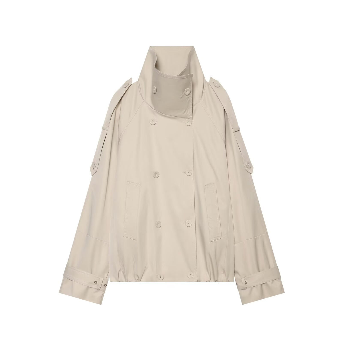 Veste courte femme à double boutonnage et col montant