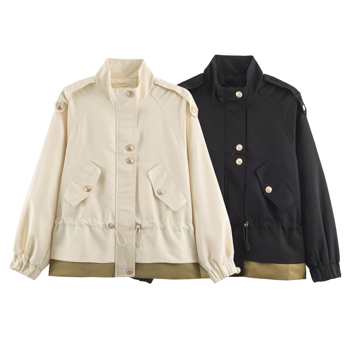 Veste courte femme à col montant et manches raglan