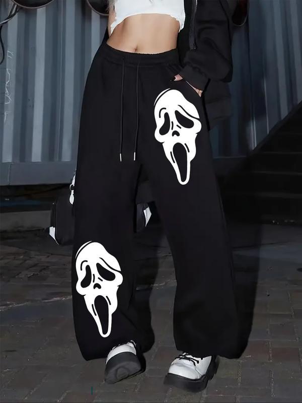 Pantalon de jogging ample à imprimé crâne
