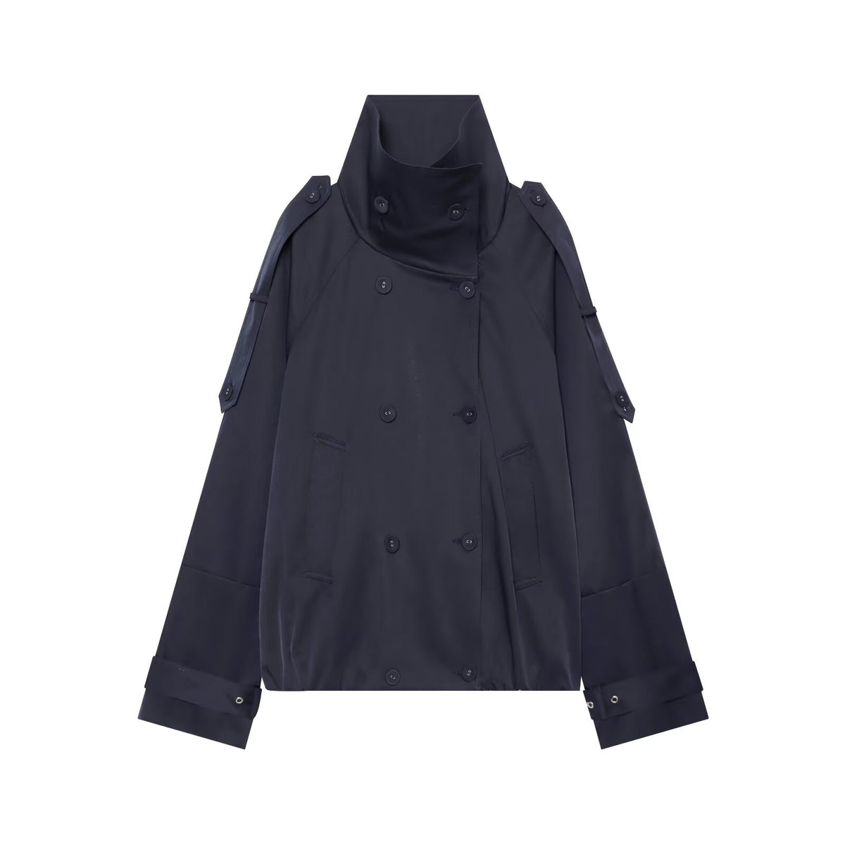 Veste courte femme à double boutonnage et col montant
