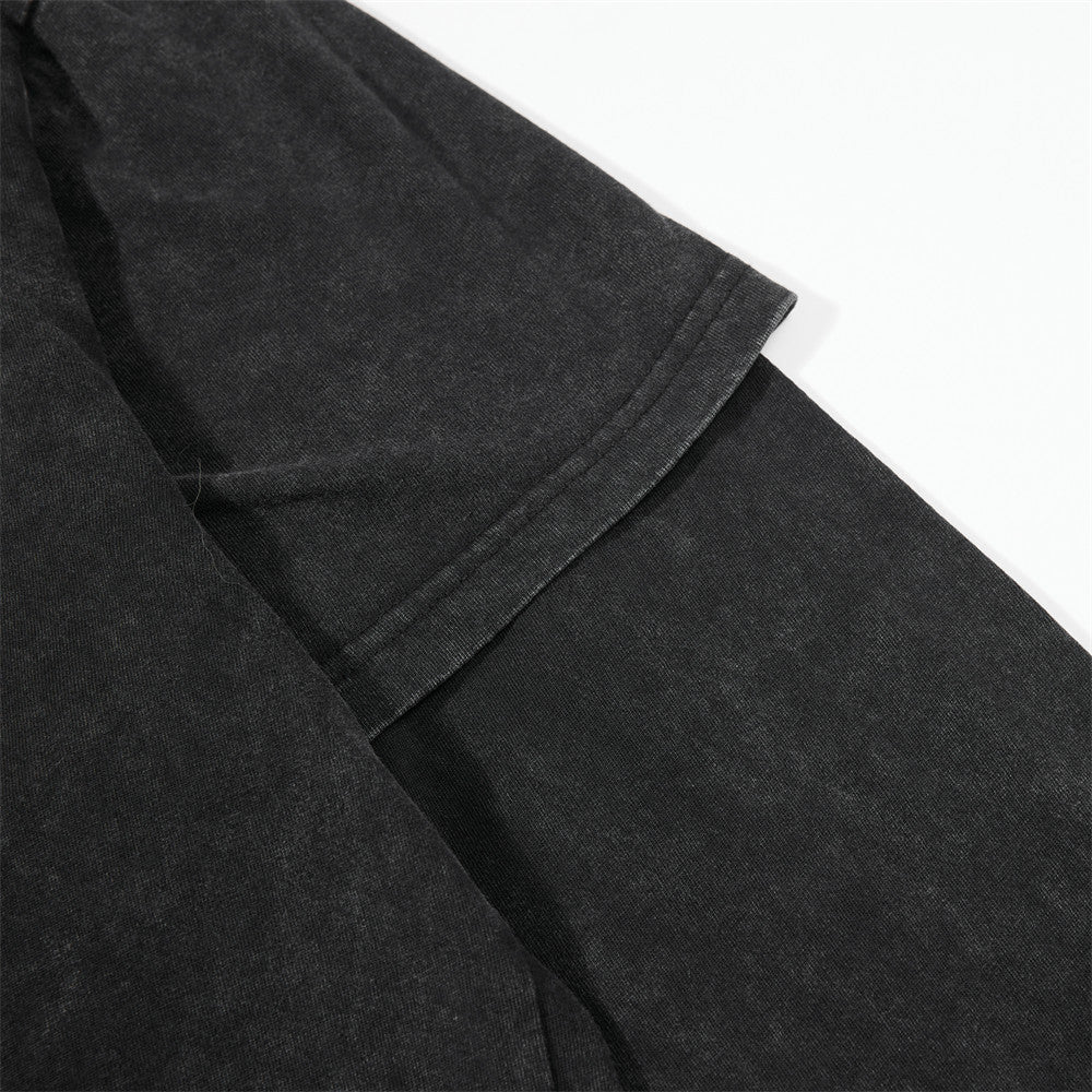 T-shirt homme noir à manches longues et imprimé abstrait