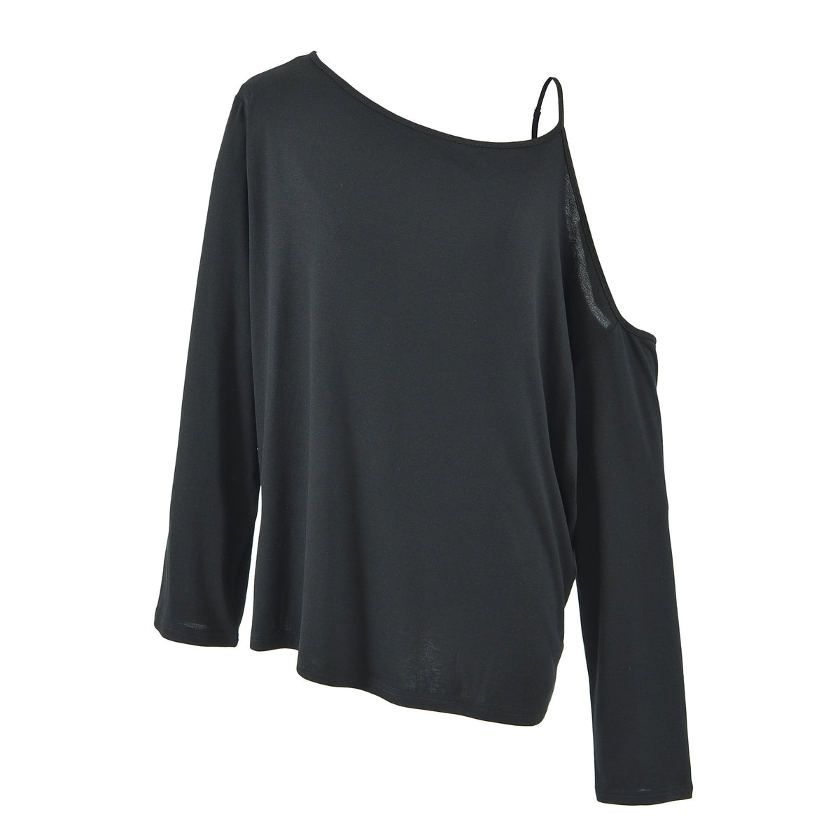 T-shirt femme à manches longues et encolure asymétrique