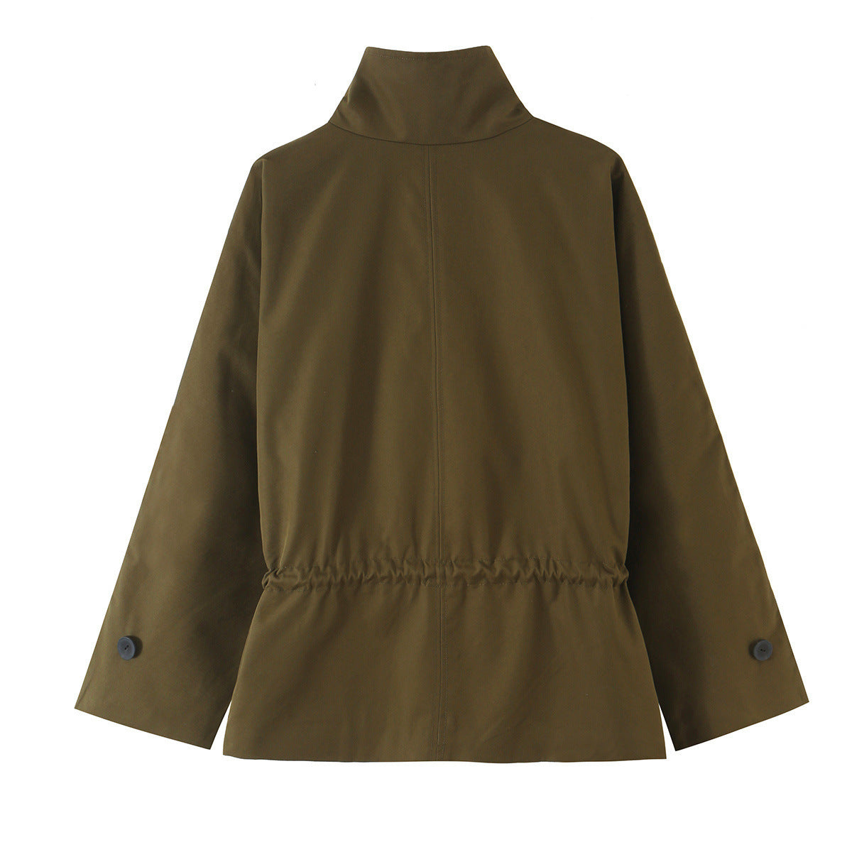 Veste femme ample vert olive à col montant