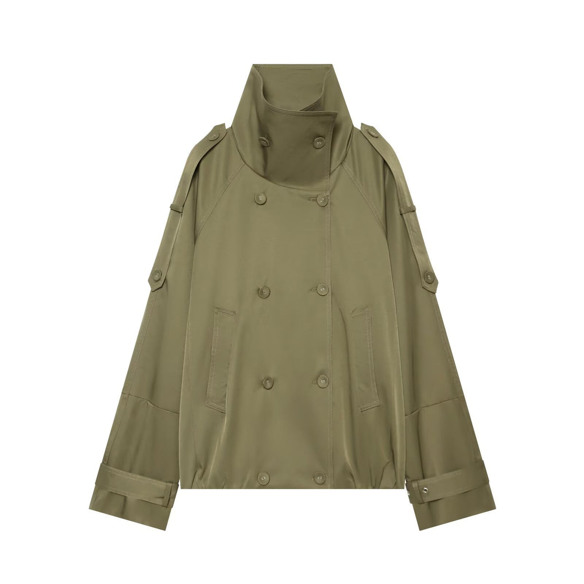 Veste courte femme à double boutonnage et col montant