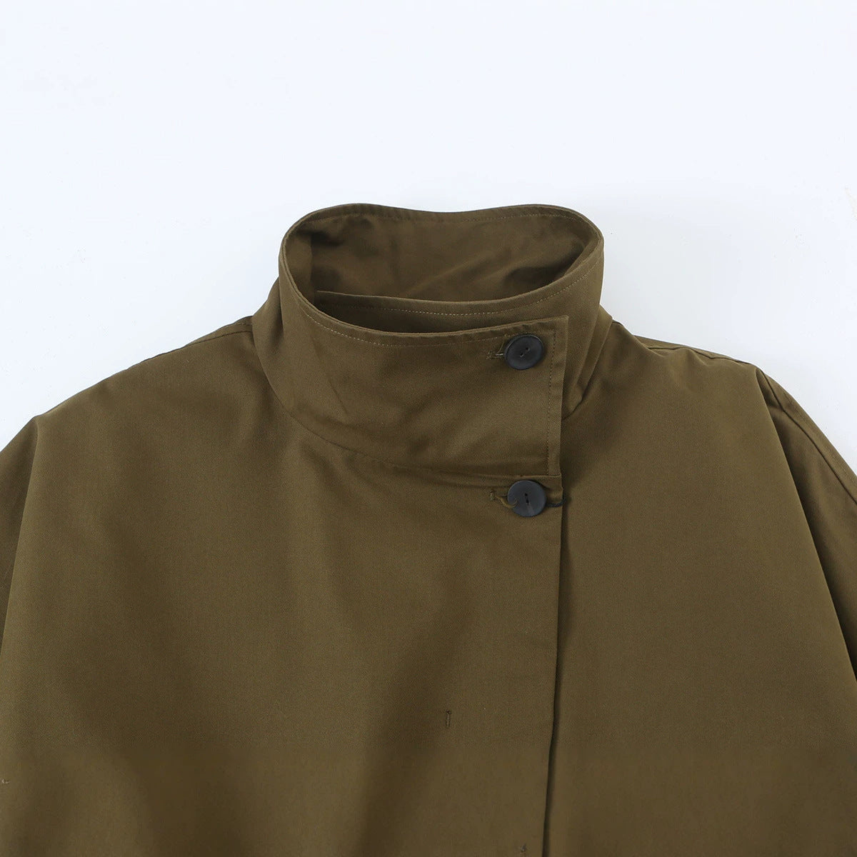 Veste femme ample vert olive à col montant