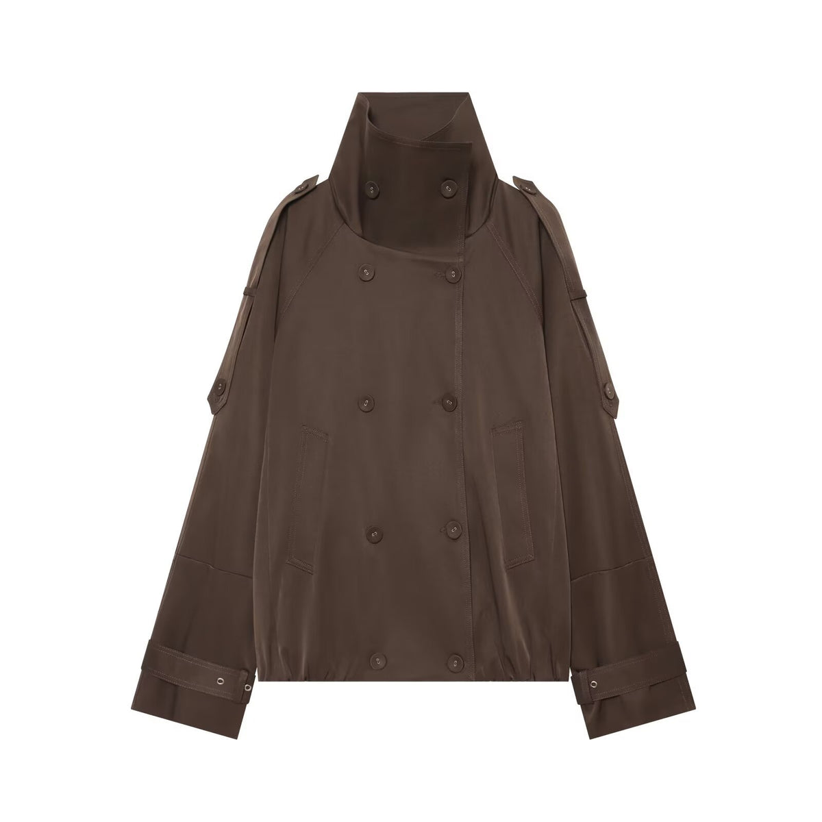 Veste courte femme à double boutonnage et col montant
