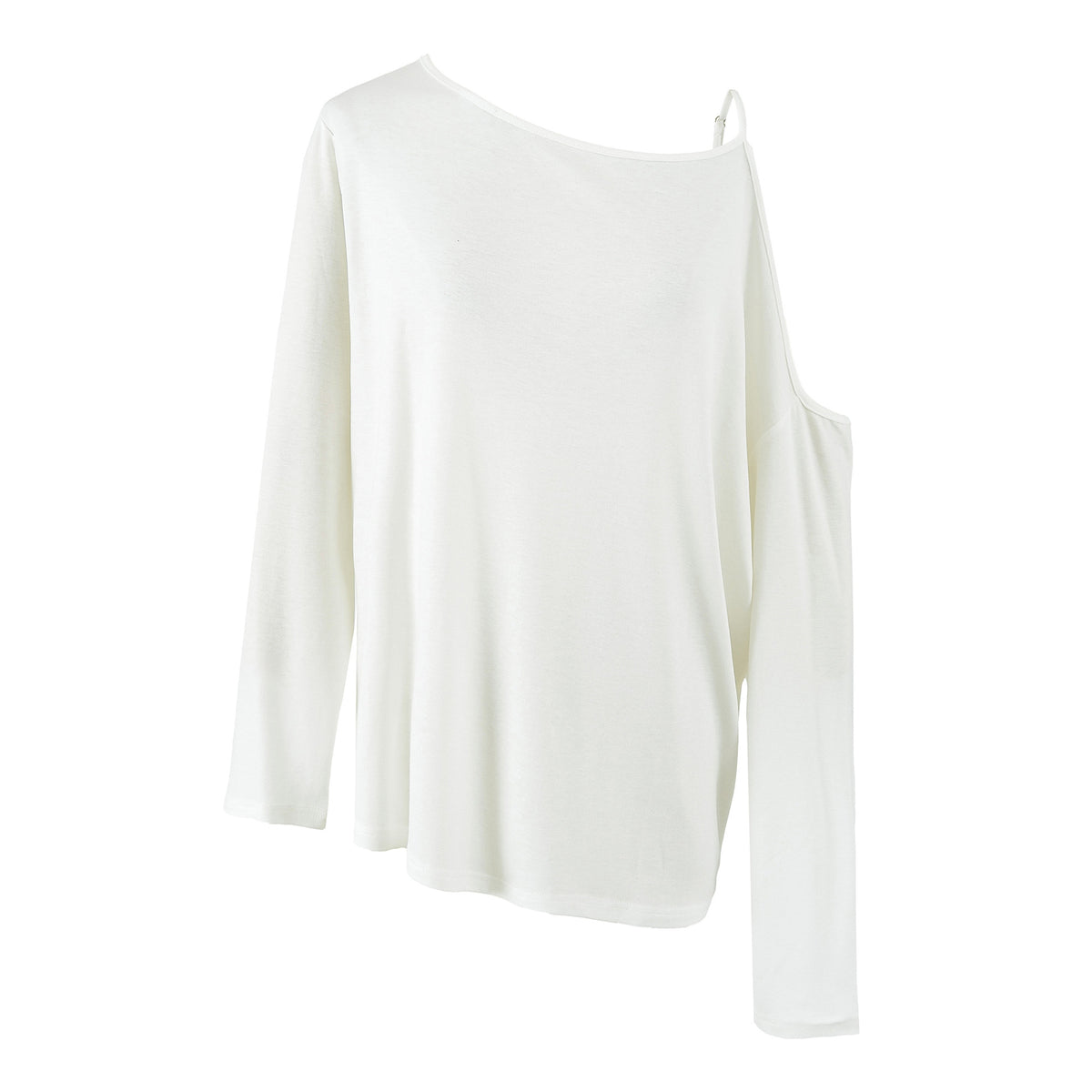 T-shirt femme à manches longues et encolure asymétrique