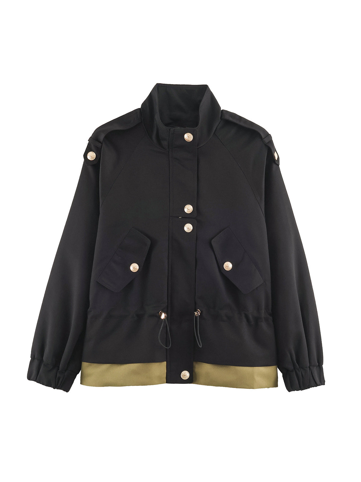 Veste courte femme à col montant et manches raglan