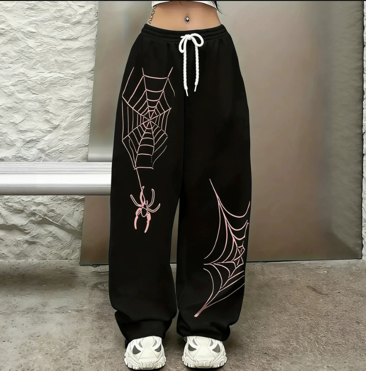 Pantalon de jogging ample à imprimé araignée