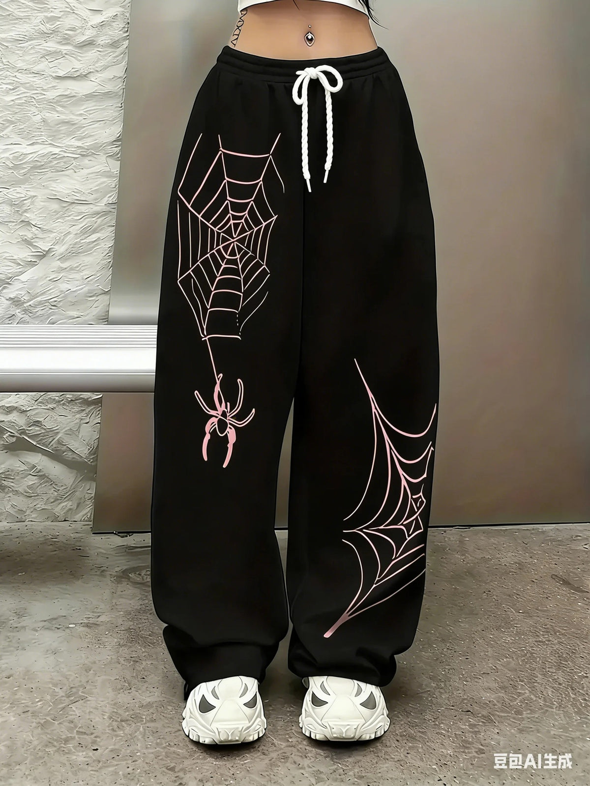 Pantalon de jogging ample à imprimé araignée