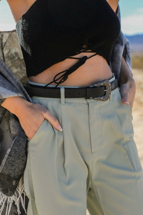 Ceinture à boucle métallique style western